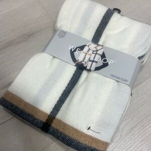 West Loop White and Tan Fashion Scarf
